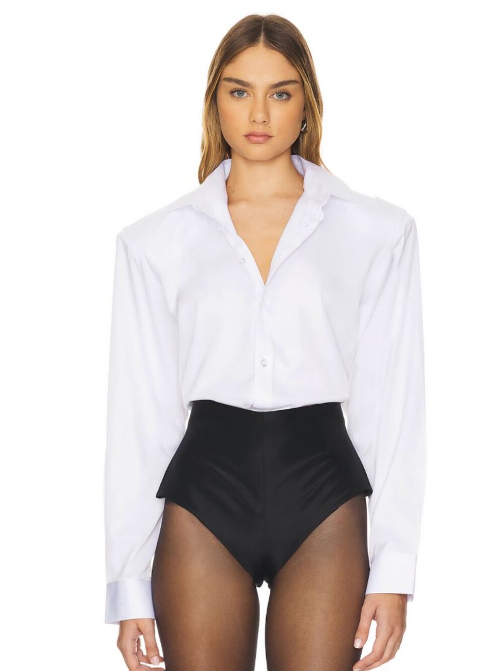 NEW The Dolls House Toni Bow Tie Shirt in White Poplin Long Sleeve Blouse Small
